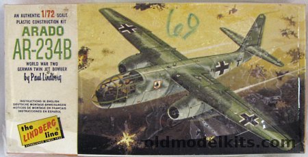 Lindberg 1/72 Arado Ar-234B Jet Bomber, 439-60 plastic model kit